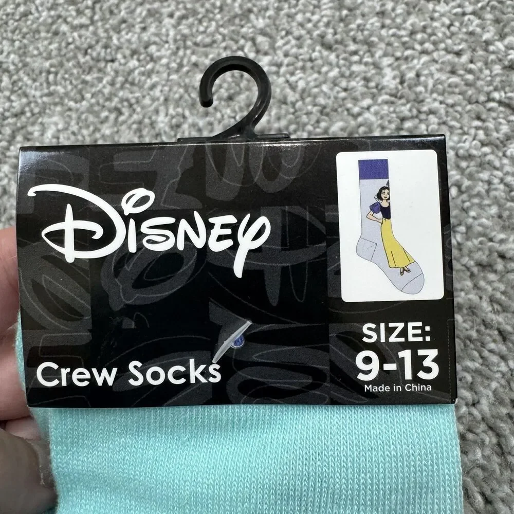 Disney Crew Socks Women One Size Minnie Mouse Snow White Princess 2 Pairs